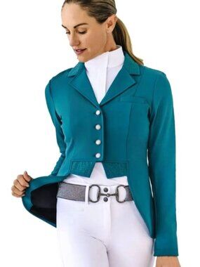 Short DRESSAGE COAT in TEAL by OVATION NEW with Tags Select Sizes 4-16